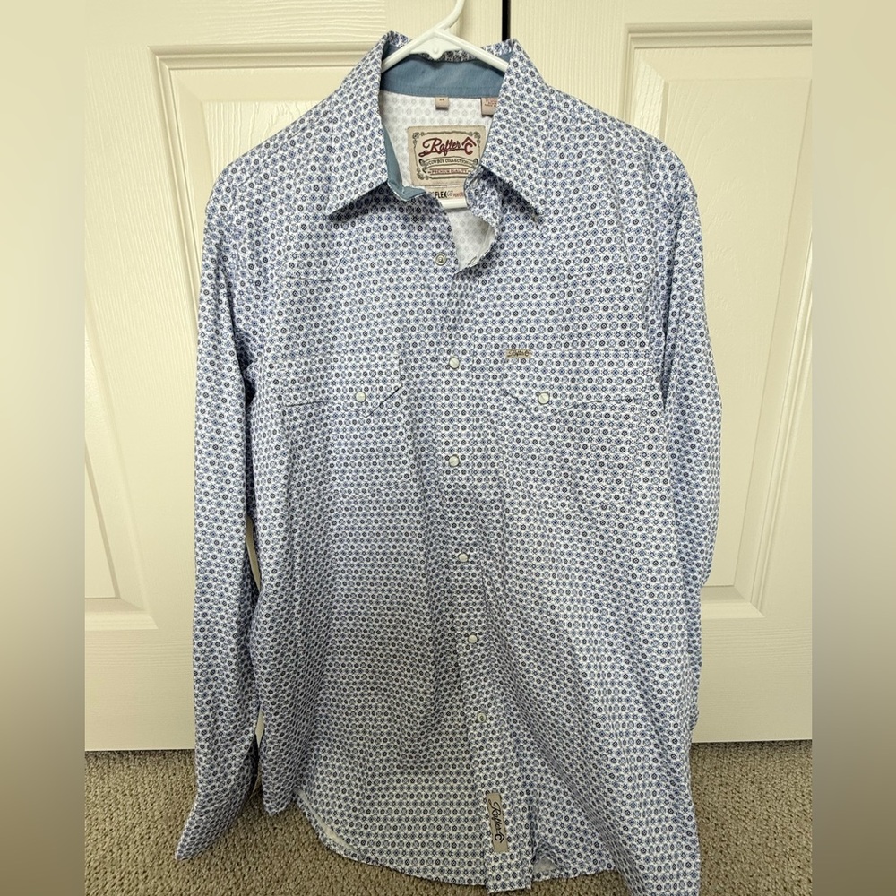 Roper Men's Blue Patterned Casual Shirt
